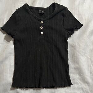 Art Class Black Ribbed Short Sleeve Top
